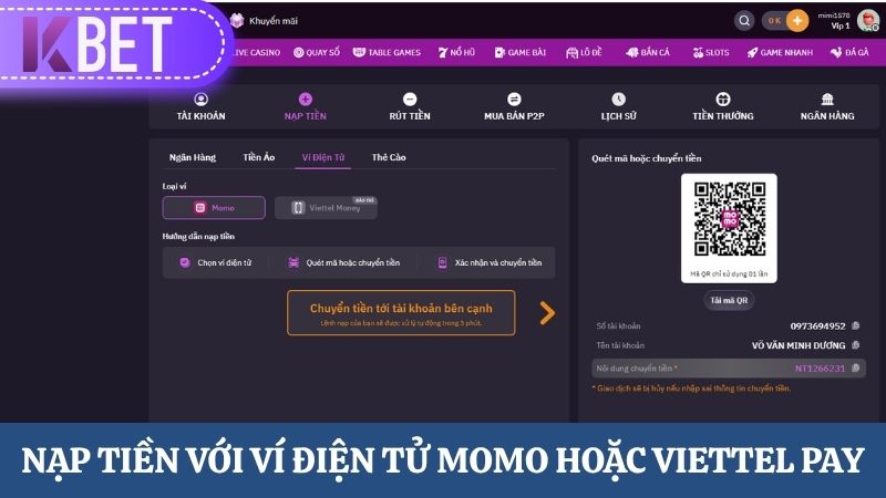 nạp tiền KBET với ví điện tử