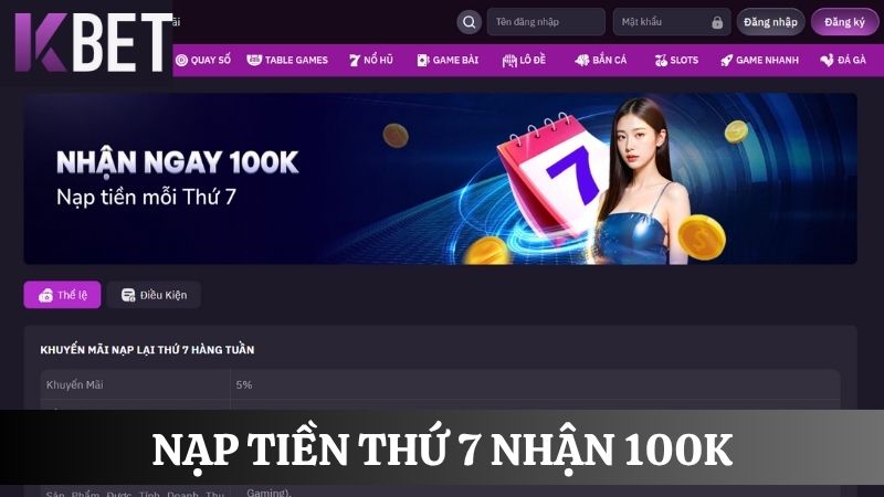 nạp tiền thứ 7 nhận 100K
