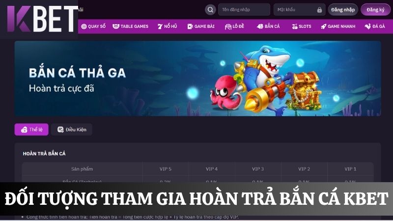 hoàn trả bắn cá KBET